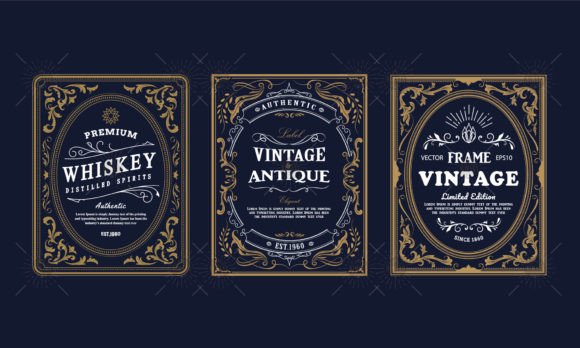Set 3 Vintage Border Label Template