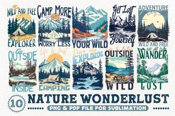 Nature Wonderlust T-shirt Design Bundle