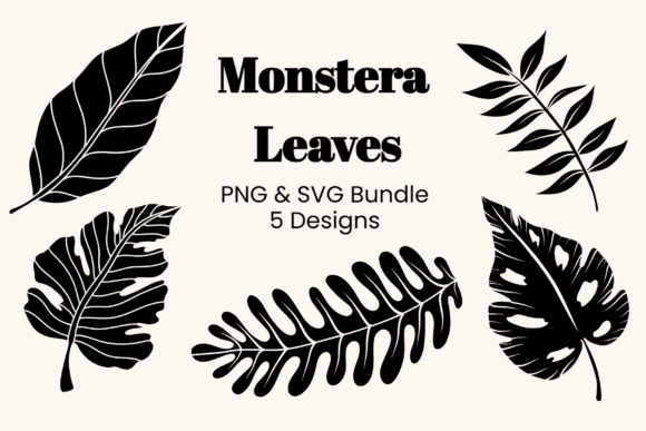 Monstera &amp; Tropical Leaf Silhouette Bundle