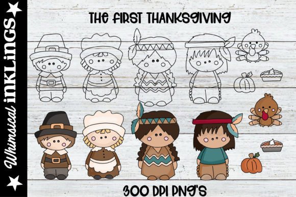 The First Thanksgiving Clipart and Digi