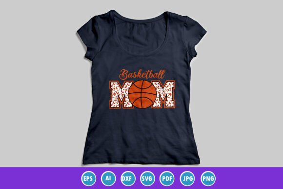 Basketball Mom Patterned Tee Shirt