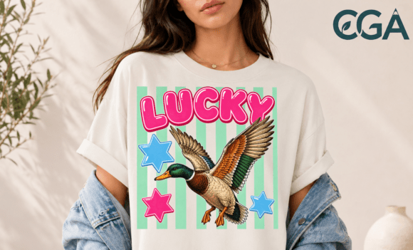 Lucky Duck Vintage Retro Pun Png
