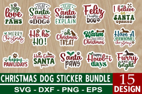 Christmas Dog Sticker Design Bundle