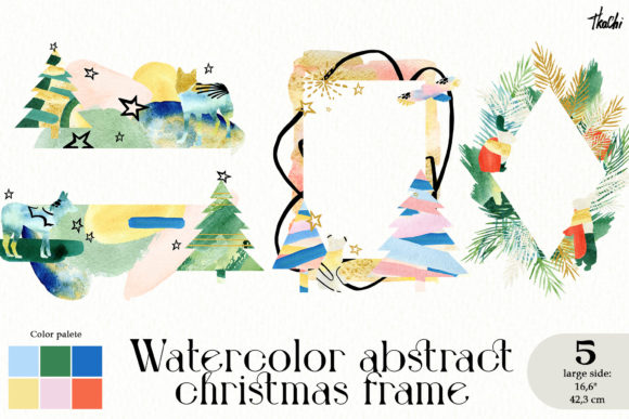 Watercolor Christmas Frame Clipart Png